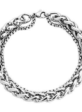 不掉色双层龙骨手链男