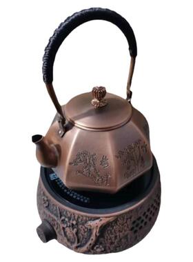 110V220V出口电陶炉纯铜壶套装仿复古茶壶茶具提梁煮茶大容量新款