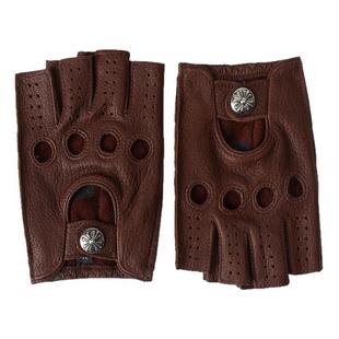 定制礼物摩旅真皮手套男士半指摩托车鹿皮机车公路骑行自行车薄款