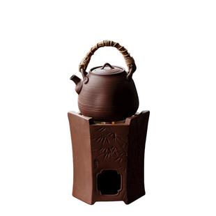 觅白红泥炭炉砂铫手工提梁壶煮茶围炉火工夫跳盖藤编原矿紫泥潮州