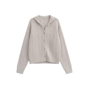 SPEAR YOUTH“纱线起伏”羊毛镂空针织衫通勤休闲开衫上衣外套