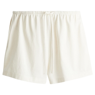 HM女装休闲裤春季松紧腰直筒简约宽松运动抽绳短裤1270858