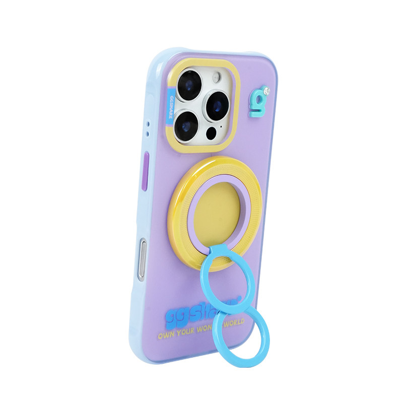 寄居蟹原创多巴胺玩色环磁吸手机支架适用iphone17promax苹果手机壳16全包防摔15新款14高级感小众女不会撞壳