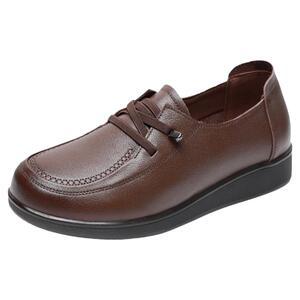 真皮单鞋女新款一脚蹬妈妈鞋春秋皮鞋工作鞋软底大码平底休闲鞋