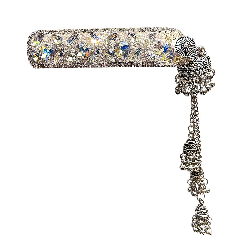 轻奢精致新中式闪钻铃铛流苏发夹女民族风侧边刘海夹2025新款发饰