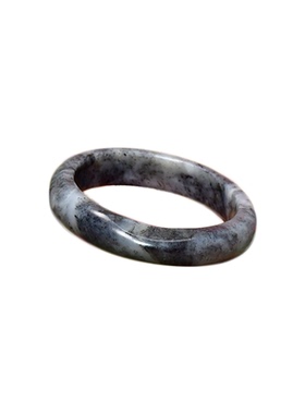 紫润轩新疆和田玉白玉青花籽料手镯黑白分明水墨意境56 8MM女神款