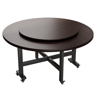 云沐语圆桌餐桌颗粒板家用餐桌大圆餐桌中古风复古小户型餐桌椅