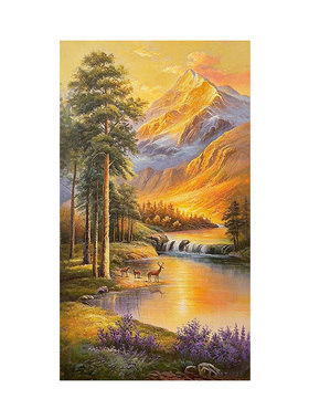 大芬村手绘高山聚宝盆客厅油画