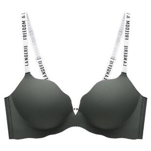 兰卓丽小波浪内衣女聚拢小胸显大无钢圈无痕凉感文胸字母肩带胸罩