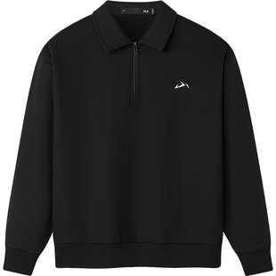 HLA/海澜之家山不在高系列卫衣25秋冬新款翻领刺绣加绒柔软上衣男