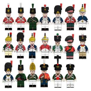 拿破仑积木人仔法军步兵英国线列步兵瑞士荷兰意大利骑兵拼装玩具