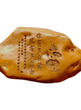 一物一拍〔自由自律〕天然戈壁石刻字桌面摆件花盆鱼缸造景真石