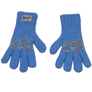 冬日防寒毛绒氛围感显白干净冰川蓝针织手套帽子围巾三件套送礼物