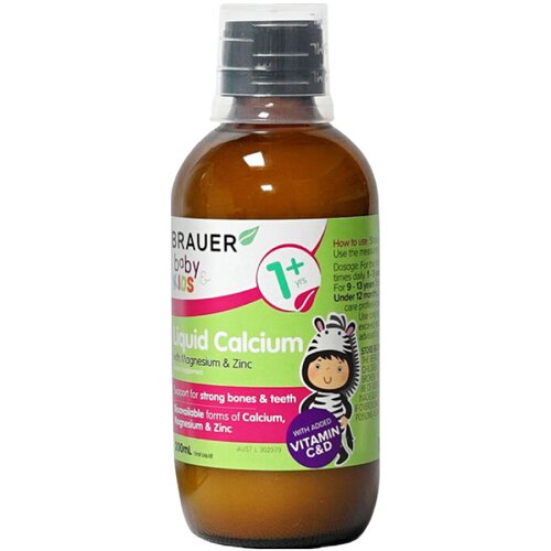 澳洲直邮Brauer蓓澳儿婴幼儿童液体钙镁锌口服液维生素C维D 200ml