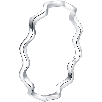 摩典925银简约波浪冷淡风戒指女