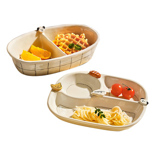 可爱分餐盘一人食餐具大人定量211减脂分格餐盘儿童陶瓷早餐盘子