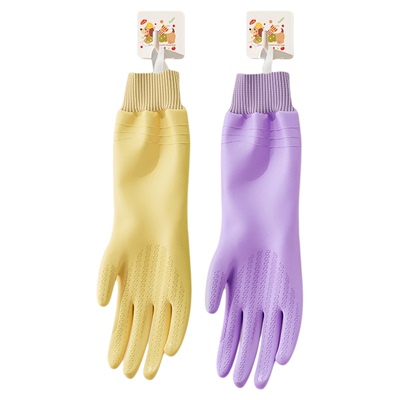 洗碗手套女防水耐用厨房家务洗衣服胶皮橡胶加厚加绒保暖清洁专用