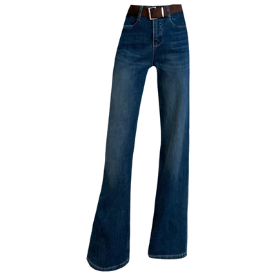 秋冬植绒薄绒修身女牛仔微喇叭裤