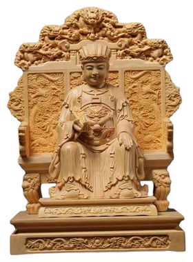 灶神摆件灶王爷家用实木雕刻灶君