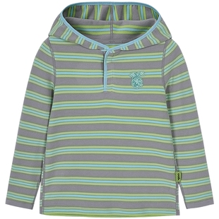 [3A抗菌]woobaby儿童长袖T恤男女童25秋磨毛连帽上衣运动裤套装