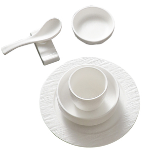 酒店摆台餐具三件套磨砂金边陶瓷一人食碗盘碟套装饭店火锅店商用