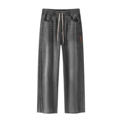 森马束腰宽松直筒森柔牛仔长裤男