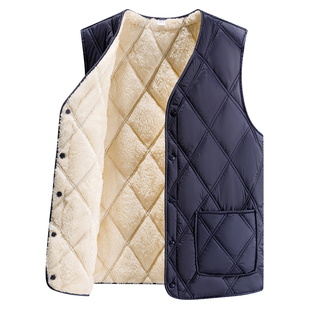 鹿竹爸爸装冬季马甲加绒加厚新款中年男士保暖开衫外套中老年男装