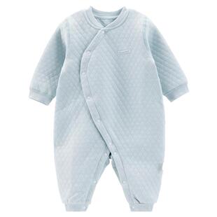 欢喜小熊婴儿夹棉连体衣秋冬三层保暖新生儿哈衣爬服宝宝冬季衣服