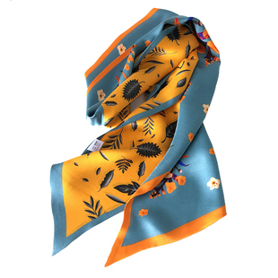 窄细长条双面真丝素邹缎丝巾桑蚕丝飘带百变围巾女衬衫领巾多功能