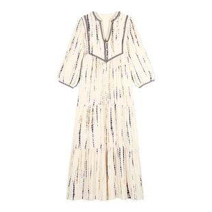 bash春季波西米亚风扎染法式休闲印花连衣裙女装裙子长裙1E24ISOL