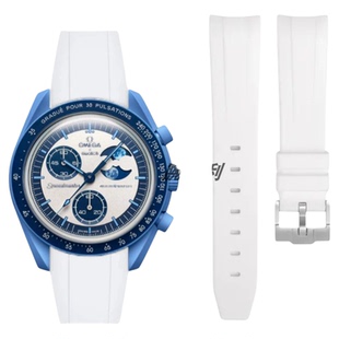 适用Swatch omega表带fkm氟橡胶斯沃琪欧米茄联名史努比1965地相