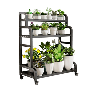 花架置物架阳台室内落地铁艺阶梯多肉展示架可移动靠墙多层花架子