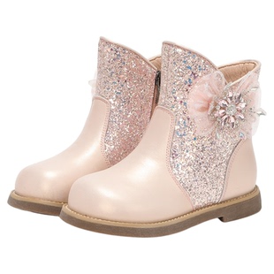 女童鞋子儿童公主水晶靴2025新款秋冬季新款小女孩加绒靴宝宝短靴