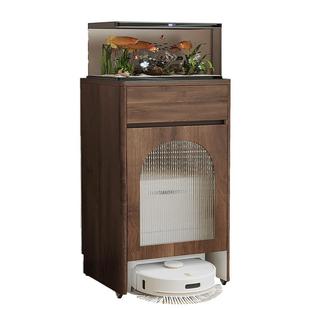 扫地机器人置物柜鱼缸柜架子基站柜上方置物架下空式客厅沙发边柜