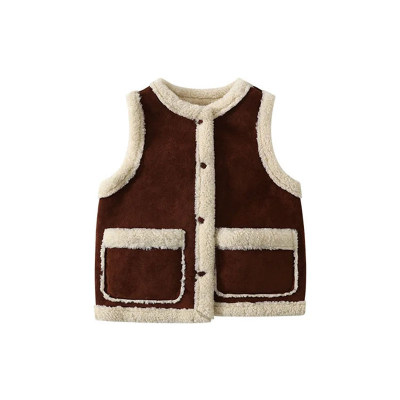 女童马甲皮毛一体洋气秋冬季加绒豹纹女宝宝加厚背心冬装2025新款