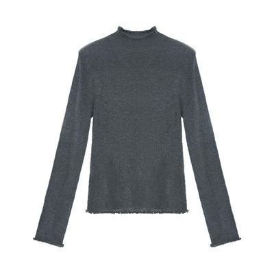 iammix27纯色木耳边半高领打底衫