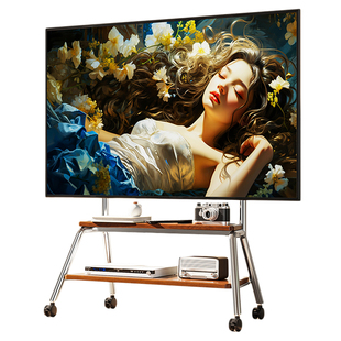 中古风电视支架落地立式移动型带轮子65/75/85 寸可升降电视机架