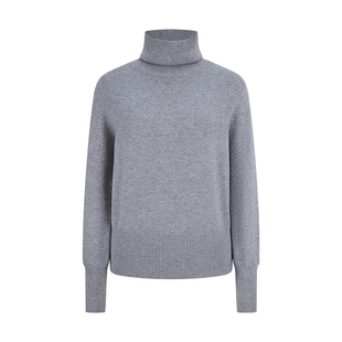 MosesQueen魔西女王灰色高领毛衣女内搭打底衫宽松堆堆领针织上衣