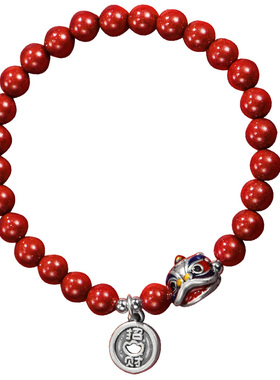 纯银醒狮招财转运珠手串国潮饰品