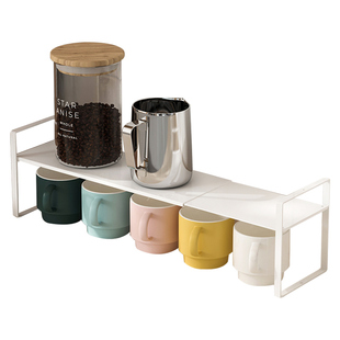 杯子收纳置物架杯架子茶杯水杯角咖啡器具展示架伸缩分层杯架柜内