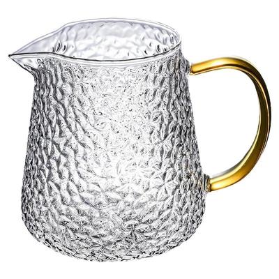 高硼硅锤纹玻璃公道杯 耐热茶海单个小型公杯分茶器侧把茶具茶杯