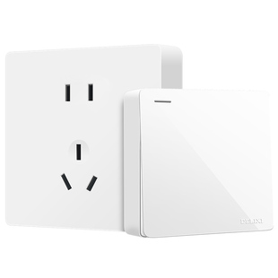 德力西明装开关插座明线带明盒五孔家用三孔16a空调墙壁超薄面板