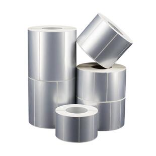 固定不干胶条码标签纸防水空白pet打印纸哑银标签贴纸100*90*80*60*70*50*40*30*20电子设备亚银资产标签