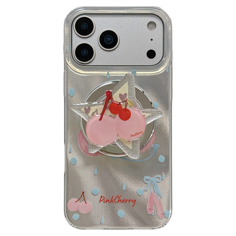 jze韩系ins少女心樱桃五角星磁吸支架适用苹果17ProMax手机壳iphone16pro新款17全包15pro超好看14防摔手机套