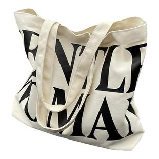 大容量字母gentlewoman帆布包泰国小优同款单肩托特包设计单肩包