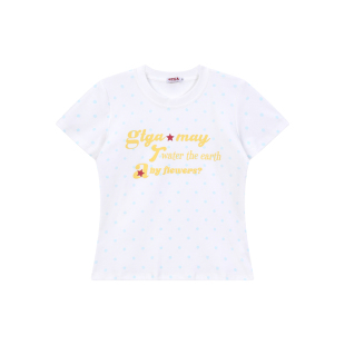 GTGA 美式波点字母印花短袖T恤女款2026新款夏季正肩多巴胺上衣