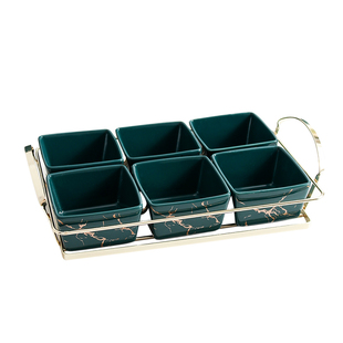 北欧陶瓷分格果盘轻奢创意家用客厅零食小吃碟干果点心盘水果拼盘