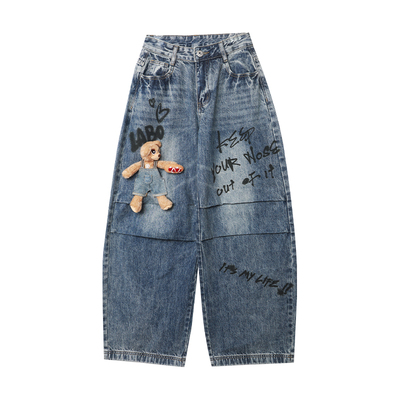 LALABOBO棒球帽小熊牛仔长裤