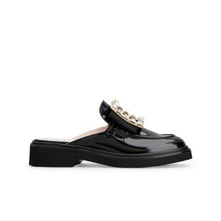 【礼物】Roger Vivier/RV女鞋Viv Rangers皮革穆勒拖鞋