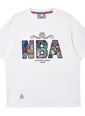 【NBA联名款】杰克琼斯男装夏立体印花短袖T恤刺绣宽松打底衫潮流